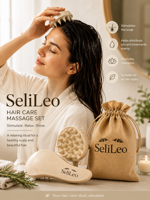 SeliLeo Hair Care Massage Set with scalp massager massage brush and storage pouch
